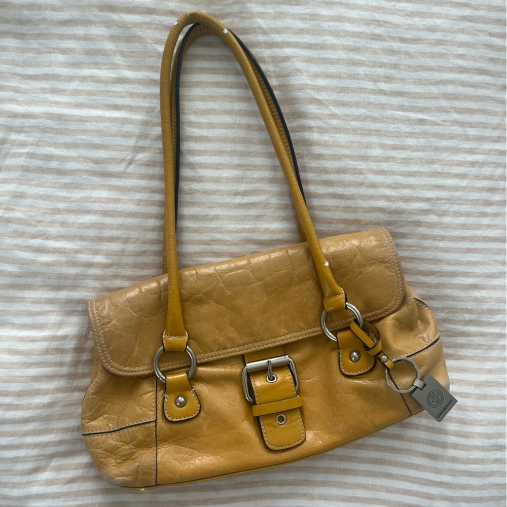 Tan Yellow Leather Shoulder Bag